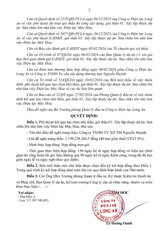 Loai 8 doi thu, Cty Nguyen Huynh trung goi sua chua tai Dien luc Moc Hoa-Hinh-2