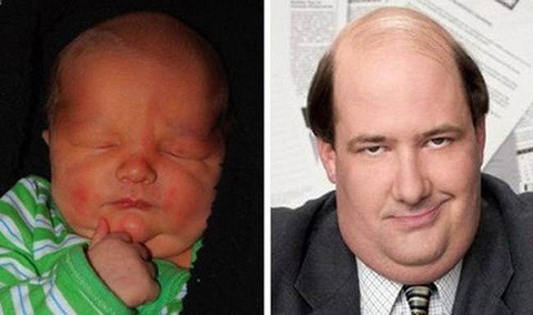 Khuôn mặt “ú ụ” giống nhau như tạc của Brian Baumgartner và bản sao nhí.