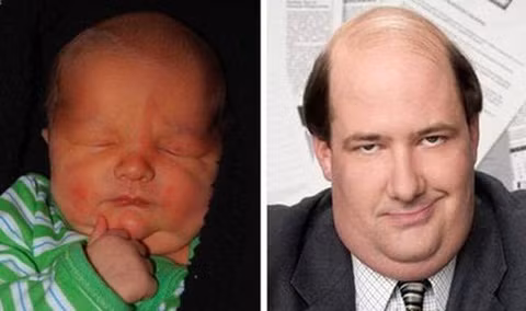 Khuôn mặt “ú ụ” giống nhau như tạc của Brian Baumgartner và bản sao nhí.