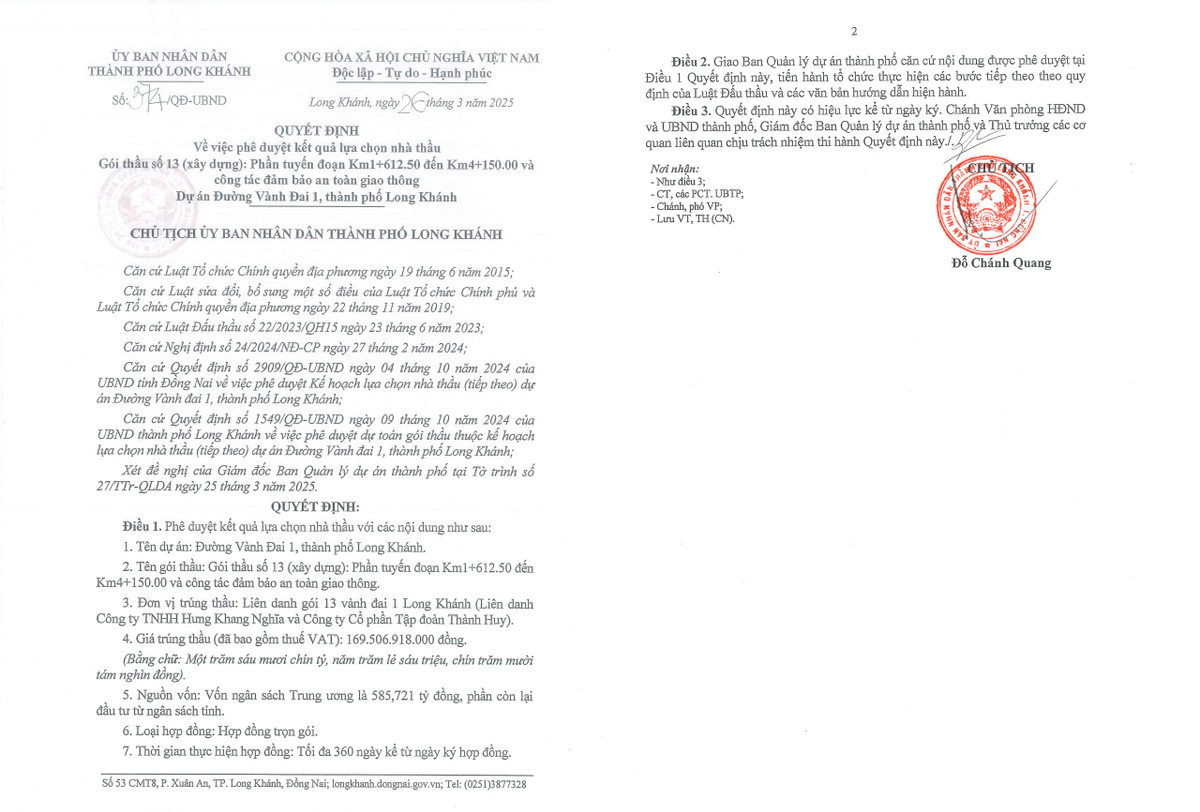 Đồng Nai: Cty Hưng Khang Nghĩa trúng 2 gói thầu hơn 192 tỷ trong một ngày - Hình 2 Dong Nai: Cty Hung Khang Nghia trung 2 goi thau hon 192 ty trong mot ngay-Hinh-2