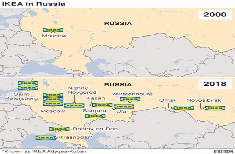 4. Tình yêu to lớn của người Nga dành cho Ikea. Các cửa hàng IKEA tại Nga không ngừng tăng trong những năm qua.