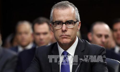 Phó Giám đốc FBI Andrew McCabe tại phiên điều trần ở Washington, DC ngày 7/6/2017. Ảnh: The Guardian/TTXVN