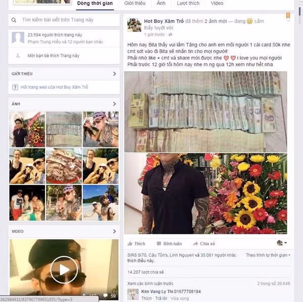 Hoàng Anh còn gây bức xúc khi lợi dụng fanpage của mình để bày ra một số trò lừa đảo khiến nhiều người sập bẫy. Điển hình như vụ Hoàng Anh cậy nhiều tiền, sẵn sàng tặng cho mỗi người bình luận số điện thoại một thẻ cào 50 nghìn đồng. Tuy nhiên bài đăng này mau chóng bị phanh phui là lừa đảo và Hoàng Anh biện minh rằng một người giả mạo anh đã cố ý viết ra như vậy để lừa gạt mọi người.