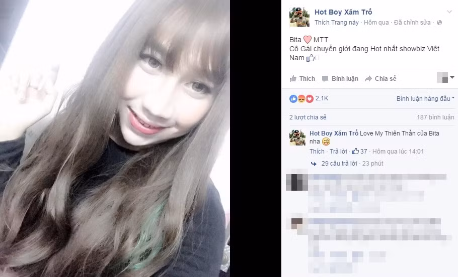 Mới đây, Hoàng Anh Lê lại một lần nữa gây xôn xao khi công khai cặp kè với "My thiên thần", một người chuyển giới cũng đang sinh sống tại TP HCM. Từ lâu hot boy xăm trổ đã thường xuyên nhắc đến nhân vật My thiên thần này nhưng đến hôm qua, nhiều dân mạng mới thực sự được "chiêm ngưỡng" dung mạo của "cô gái" này.