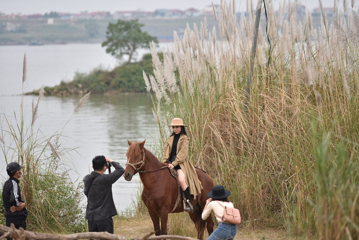 Theo ghi nhận của PV báo Tri thức và Cuộc sống, rất nhiều bạn trẻ tới đây thuê ngựa để chụp ảnh với khung cảnh tự nhiên. Giá mỗi lần thuê ngựa là 50.000 đồng.