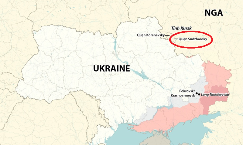 Khu vực giao tranh ác liệt nhất ở Sudzhansky là làng Plekhovo ở phía nam. Theo kênh Telegram “Northern Wind”, khi quân Nga tấn công ngôi làng này, họ cũng củng cố hành lang giữa Borki và Plekhovo. Ảnh: RYV.