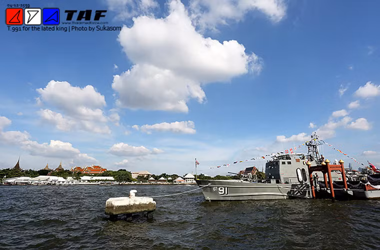 Được biết T.91 là một trong những tàu chiến đầu tiên Thái Lan tự đóng mới bằng công nghệ trong nước đặt nền móng cho các thế hệ tàu tuần tra hiện đại sau này của Thái Lan như T.991, T.111 và T.81. Nguồn ảnh: TAF.