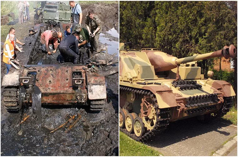 Theo The Vintage News, vào năm 2006 một nhóm các nhà sử học không chuyên của Ba Lan đã tổ chức trục vớt một chiếc pháo tự hành Stug IV (tên đầy đủ là Sturmgeschütz IV) của Đức nằm dưới dòng sông Rgilewka, Ba Lan trong suốt 60 năm. Điều kỳ diệu là sau chừng đó thời gian chiếc Stug IV trên vẫn có thể hoạt động sau khi đại tu lại hoàn toàn với những gì còn xót lại của nó. Nguồn ảnh: The Vintage News.