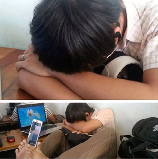 Chụp lén chính mình ngủ gật, đăng lên Facebook nào...