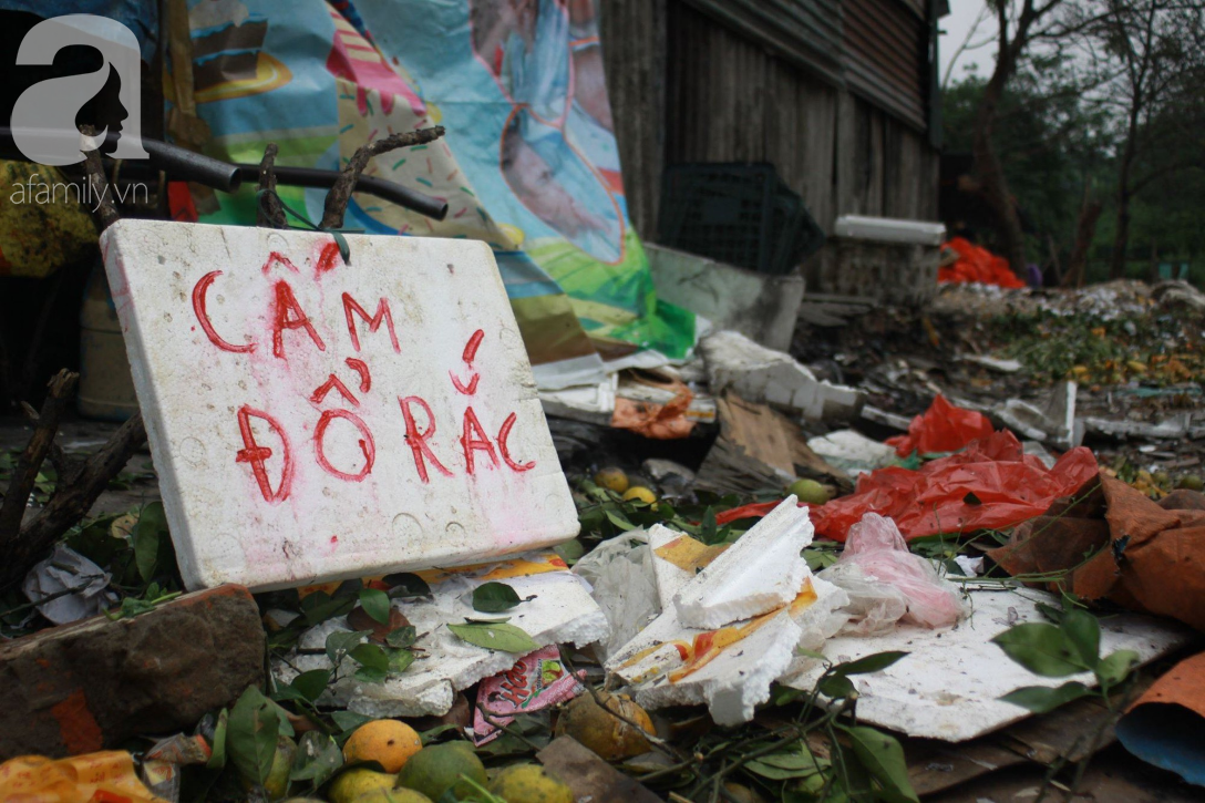 Biển cấm đổ rác ở khắp nơi nhưng ý thức người dân kém, nên rác vẫn bị đổ la liệt từ cửa nhà ra mặt mương.