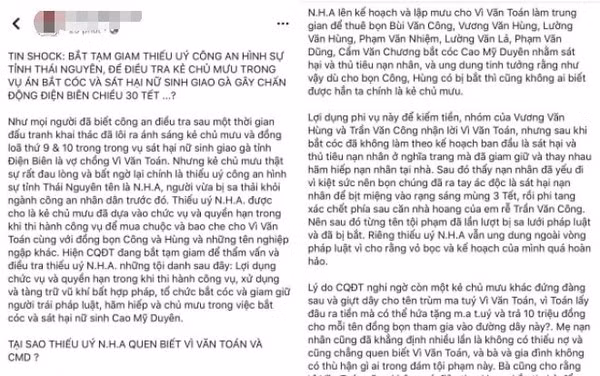 Su that thong tin thieu uy hinh su chu muu vu nu sinh Dien Bien