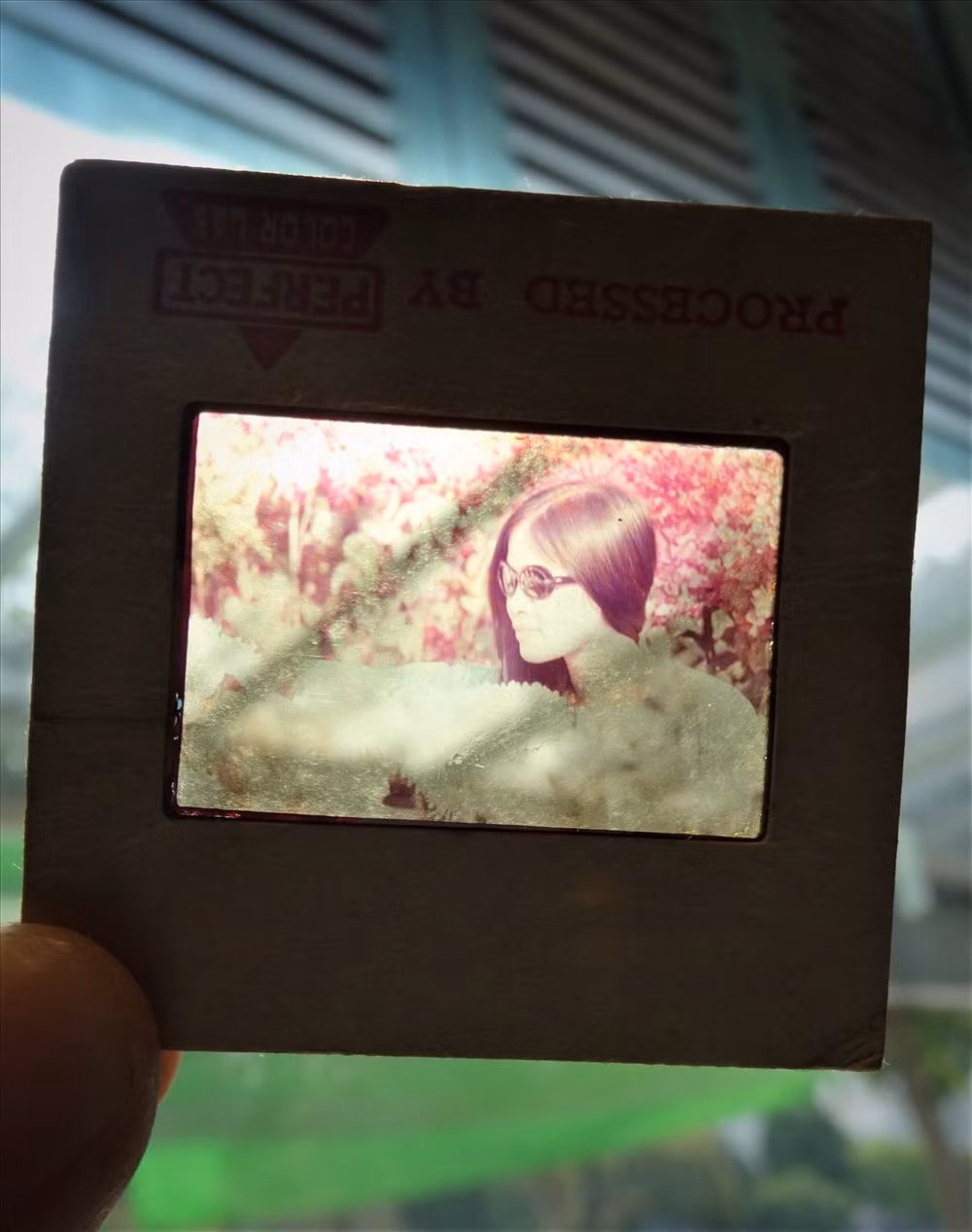 Tấm Film màu chụp khung cảnh thành phố Sài Gòn với nhiều nhà cao tầng trước 1975