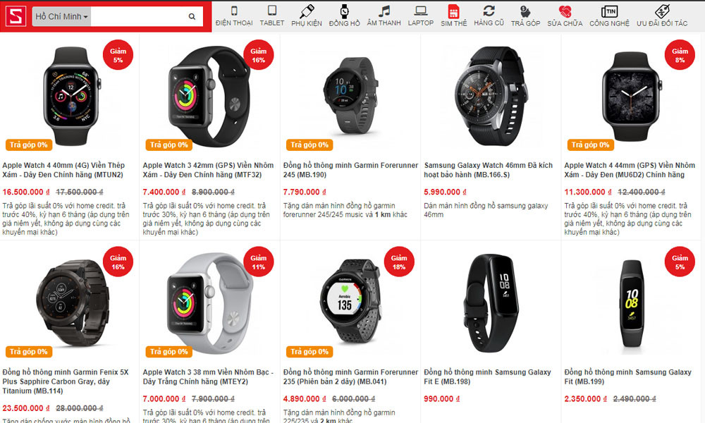 Không chỉ giảm giá điện thoại, các chuỗi bán lẻ công nghệ còn thi nhau khuyến mại sập sàn các thiết bị đeo công nghệ như đồng hồ thông minh, vòng tay theo dõi sức khỏe.