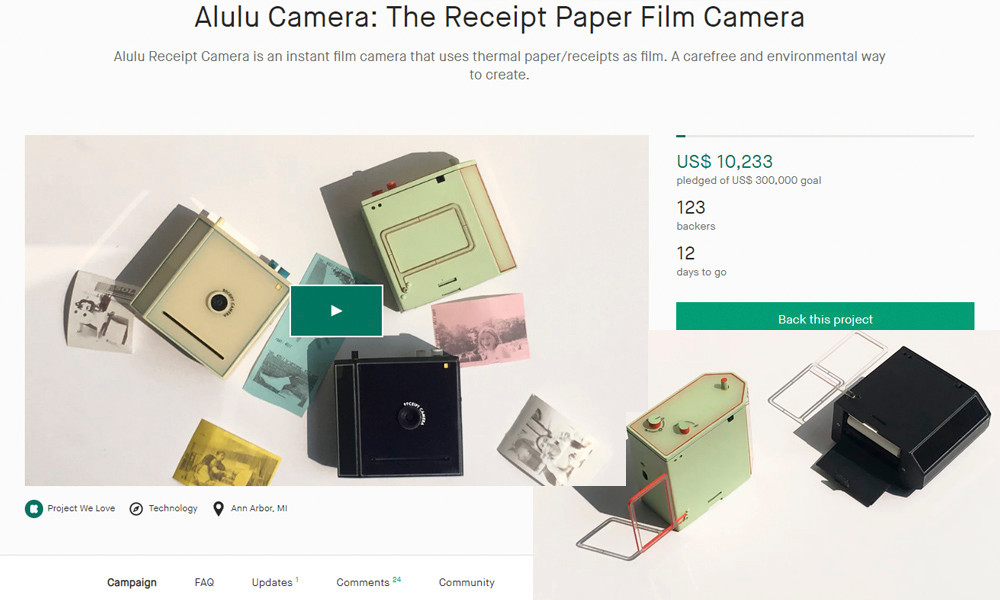 Máy ảnh kỳ diệu này có 2 tùy chọn màu: xanh retro hoặc đen xám. Người dùng có thể mua thêm phụ kiện cho máy, là một miếng nhựa hình chữ nhật, đóng vai trò như một ống ngắm để căn ảnh được dễ dàng hơn. Khi mua full options, máy sẽ có giá là 89 USD ở giai đoạn gây quỹ. Khi được sản xuất hàng loạt và bán ra đại trà, Alulu Camera chắc chắn sẽ có mức giá cao hơn.