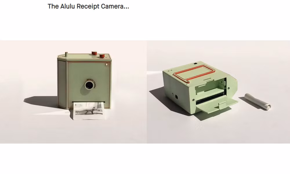 Bản thân hóa đơn đã là giấy in nhiệt, tức là chiếc máy ảnh Alulu Camera này không cần tới bất kỳ loại mực in nào nữa. Người dùng sẽ chẳng còn phải quan tâm tới pin, tới thẻ nhớ, tới phim… chỉ cần bấm và chụp. Một phong cách nhiếp ảnh đơn giản, không cần lo nghĩ gì.