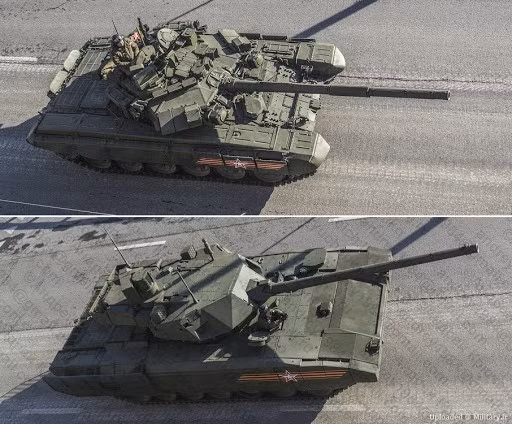 Sở dĩ ngoại hình T-14 Armata lớn đột biến như vậy là vì nó áp dụng kết cấu mới hoàn toàn với tháp pháo không người ngồi trong, kíp chiến đấu sẽ điều khiển xe từ module dạng “con nhộng” bố trí phía trước, khoang bổ sung này là nguyên nhân chính khiến phần thân xe bị kéo dài.