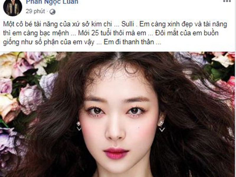 Phan Ngọc Luân tiếc thương trước sự ra đi của nữ ca sĩ xinh đẹp xứ Hàn.