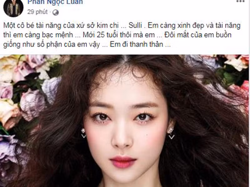 Phan Ngọc Luân tiếc thương trước sự ra đi của nữ ca sĩ xinh đẹp xứ Hàn.