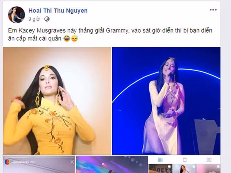 Hoa hậu Thu Hoài mỉa mai Kacey Musgraves mặc phản cảm.