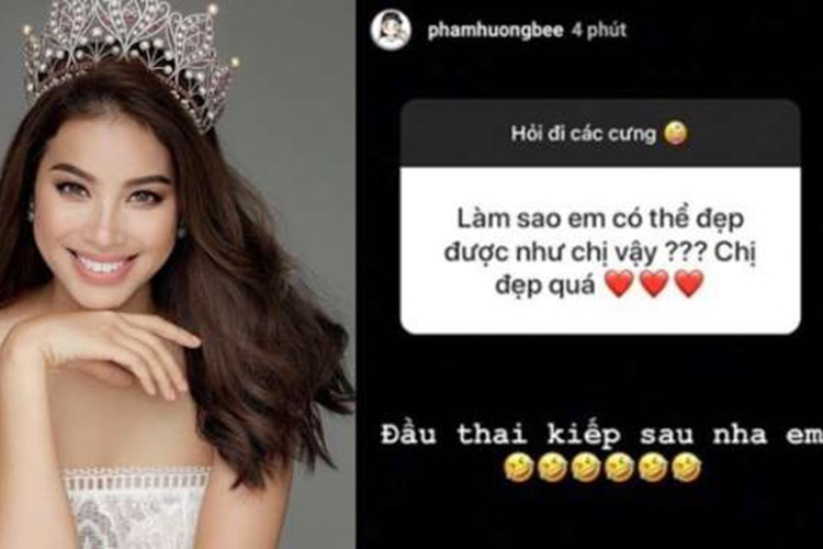 Hồi đầu năm nay, Phạm Hương cũng bị chỉ trích dữ dội vì trả lời fan là đầu thai kiếp sau nếu muốn đẹp như mình. Ảnh: Thế giới trẻ