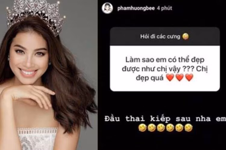 Hồi đầu năm nay, Phạm Hương cũng bị chỉ trích dữ dội vì trả lời fan là đầu thai kiếp sau nếu muốn đẹp như mình. Ảnh: Thế giới trẻ