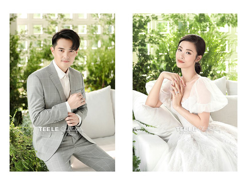 Cách đây một ngày, đôi uyên ương công khai bộ ảnh cưới được chụp trong studio.