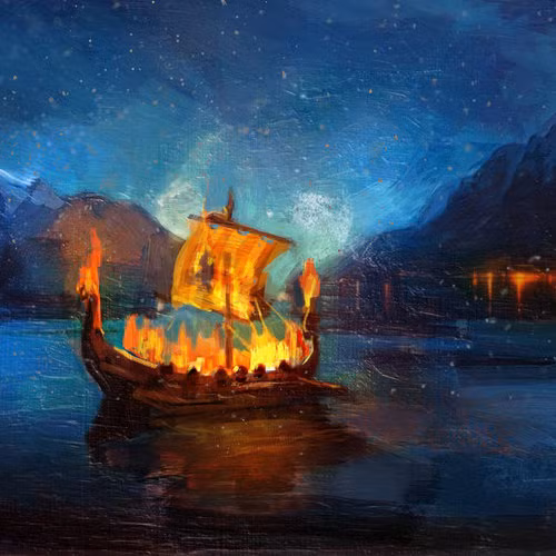 Người Viking làm như vậy vì tin rằng, khói từ chiếc thuyền mai táng bốc cháy sẽ dẫn lối đưa linh hồn người chết đến điểm đến cuối của thế giới bên kia.