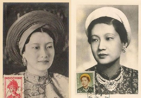 Chân dung Hoàng hậu Nam Phương in trên tem thời kỳ Pháp thuộc.