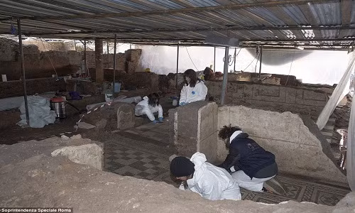 Một số bức tranh khảm được trang trí trong dinh thự của người chỉ huy quân đội La Mã.