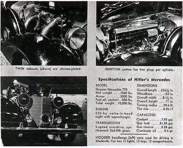Đặc biệt, siêu xe chở Hitler được trang bị kính chống đạn và vỏ giáp.