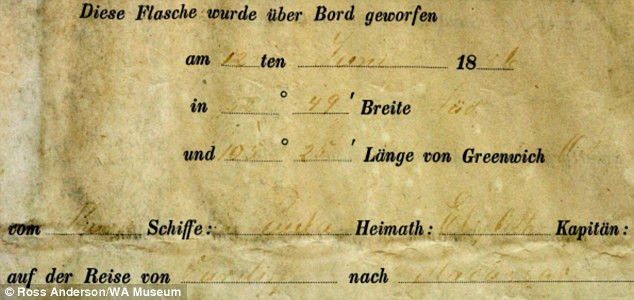 Về sau, Bảo tàng Tây Australia tiến hành kiểm tra và chứng nhận ngày tháng của cuộn giấy này là chính xác. Do vậy, nó trở thành thông điệp trong chai rượu cổ nhất thế giới.