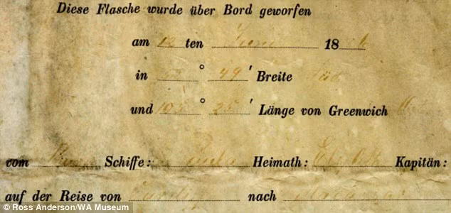 Về sau, Bảo tàng Tây Australia tiến hành kiểm tra và chứng nhận ngày tháng của cuộn giấy này là chính xác. Do vậy, nó trở thành thông điệp trong chai rượu cổ nhất thế giới.