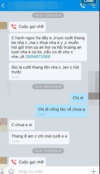 Để có chứng cứ cho lời tố cáo của mình, chủ dịch vụ đã đính kèm rất nhiều những tin nhắn trao đổi trên Zalo với khách hàng trên từ thời điểm bắt đầu thỏa thuận sử dụng dịch vụ đến khi được cho là bị khách quỵt nợ.