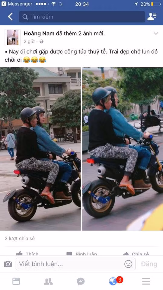 Một vài bạn trẻ còn bắt gặp cảnh anh chàng bảnh trai này đèo Tùng Sơn trên phố Sài Gòn. Rất nhanh chóng, những tin đồn về việc "Tùng Sơn có bồ đẹp trai" đã được lan truyền trên cộng đồng mạng khiến loạt ảnh hút về số lượng like, chia sẻ rất lớn. Được biết, cách đây ít ngày Tùng Sơn đã thông báo về việc chuyển từ Trà Vinh lên TP HCM để sinh sống, thông tin này đã khiến nhiều bạn trẻ mò đoán về một "kế hoạch làm nổi bản thân" mà Tùng Sơn đang chuẩn bị thực hiện mà việc đầu tiên trong kế hoạch đó là chuyển nơi ở lên thành phố.