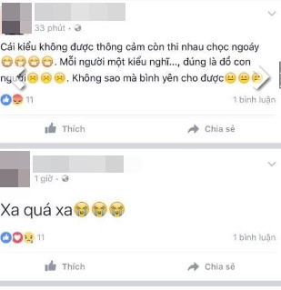 Trên trang cá nhân của T.H, cô cũng đăng dòng trạng thái trách móc về luồng dư luận cho rằng mình nói dối. 