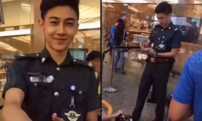 Mới đây, dân mạng Singapore xôn xao chia sẻ các bức ảnh chụp lén anh chàng cảnh sát đang làm thủ tục kiểm tra hộ chiếu của hành khách tại sân bay với những lời khen ngợi hết nấc về ngoại hình điển trai, nam tính. Không chỉ khiến người đối diện ngẩn ngơ về gương mặt như "nam thần", chàng cảnh sát còn làm không ít hành khách nữ bối rối vì thân hình cao ráo chẳng khác nào nào siêu mẫu.