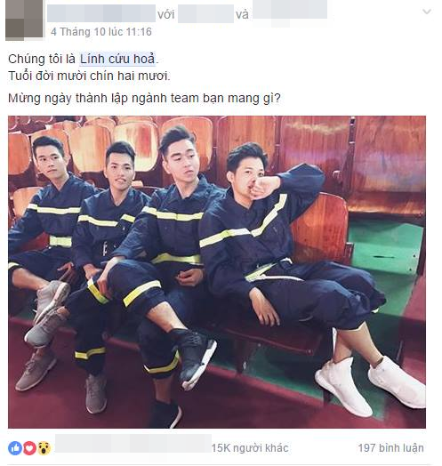 Mới đây, trên một diễn đàn mạng xã hội dân tình nô nức chia sẻ các bức ảnh của đội "lính cứu hỏa đẹp trai" khiến không ít chị em mê mệt. Bên cạnh diện mạo rạng ngời của những nhân vật chính, người xem cũng được phen xôn xao trước các đôi giày cực chất mà họ đang đi. Sau vài giờ đăng tải, bức ảnh đã thu hút được hơn 15 lượt thích và gần 200 bình luận của đông đảo mọi người.