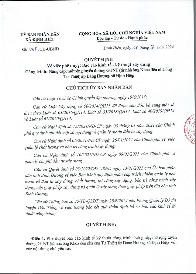 Binh Duong: Goi thau lam duong hon 1,8 ty co ve tay Cty Thanh Son?