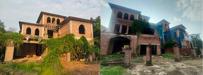 Cận cảnh những biệt thự bị bỏ hoang, xi măng trơ mốc, đang xuống cấp trầm trọng. 