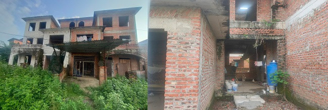 Một số căn biệt thự bỏ hoang tại khu đô thị này được tận dụng làm chỗ ở tạm cho người lao động. 