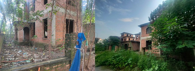 Nỗi "ám ảnh" khi lần đầu nhìn thấy không gian khuôn viên bên ngoài các căn biệt thự như thế này. 