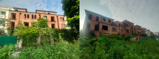 Dây leo chằng chịt, cỏ dại um tùm bao quanh những căn biệt thự bỏ không ở Khu đô thị Nam An Khánh. 