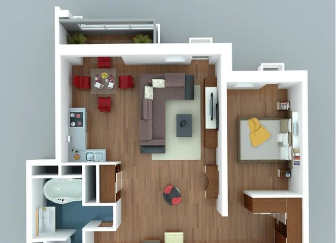 5. Căn hộ này tuyệt đối không thể coi là rộng rãi nhưng nội thất ở đây được bố trí rất phù hợp để vẫn tạo ra được những khu vực riêng trong không gian chung. Với nội thất và màu sắc sử dụng đơn giản, cơ bản, đây là mẫu căn hộ một phòng tuyệt vời cho những người độc thân.Ảnh: Fourwall