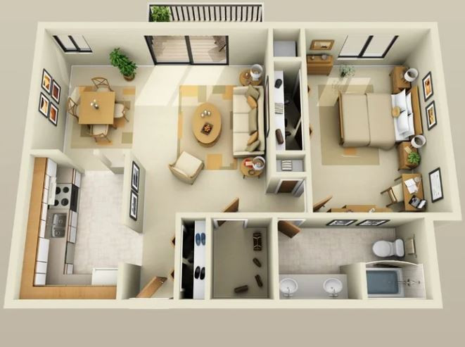 9. Ngoài một hình chữ L nhà bếp rộng rãi tiện thao tác, căn hộ này còn có một tủ quần áo lớn đáng mơ ước. Với góc làm việc xinh xắn tích hợp bên trong phòng ngủ, căn hộ này rất hoàn hảo cho những người làm việc ở nhà.Ảnh: Paragon Apartment