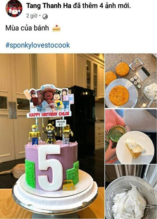 Vào ngày sinh nhật của những người thân, bạn bè, Tăng Thanh Hà thường tự tay làm bánh kem. Hầu hết khán giả cho rằng phần trang trí bánh của nữ diễn viên rất bắt mắt. Ảnh: Saostar