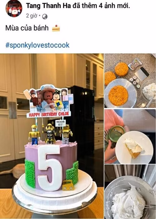 Vào ngày sinh nhật của những người thân, bạn bè, Tăng Thanh Hà thường tự tay làm bánh kem. Hầu hết khán giả cho rằng phần trang trí bánh của nữ diễn viên rất bắt mắt. Ảnh: Saostar