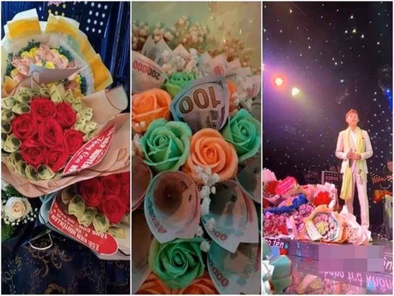 Hồ Văn Cường có lượng fan ngày càng đông đảo. Nam ca sĩ không ít lần được khán giả tặng những bó hoa bằng tiền, trang sức. Ảnh: Vietnamnet