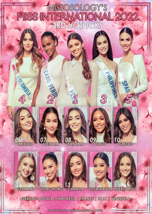 Tuy nhiên, ở bảng dự đoán thứ 3, đại diện Việt Nam tụt hạng khi xếp thứ 7. Ảnh: Missosology