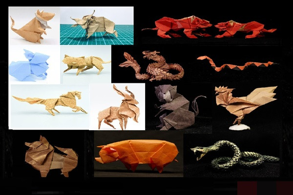 Chang trai gap giay Origami tao hinh 12 con giap gay kinh ngac