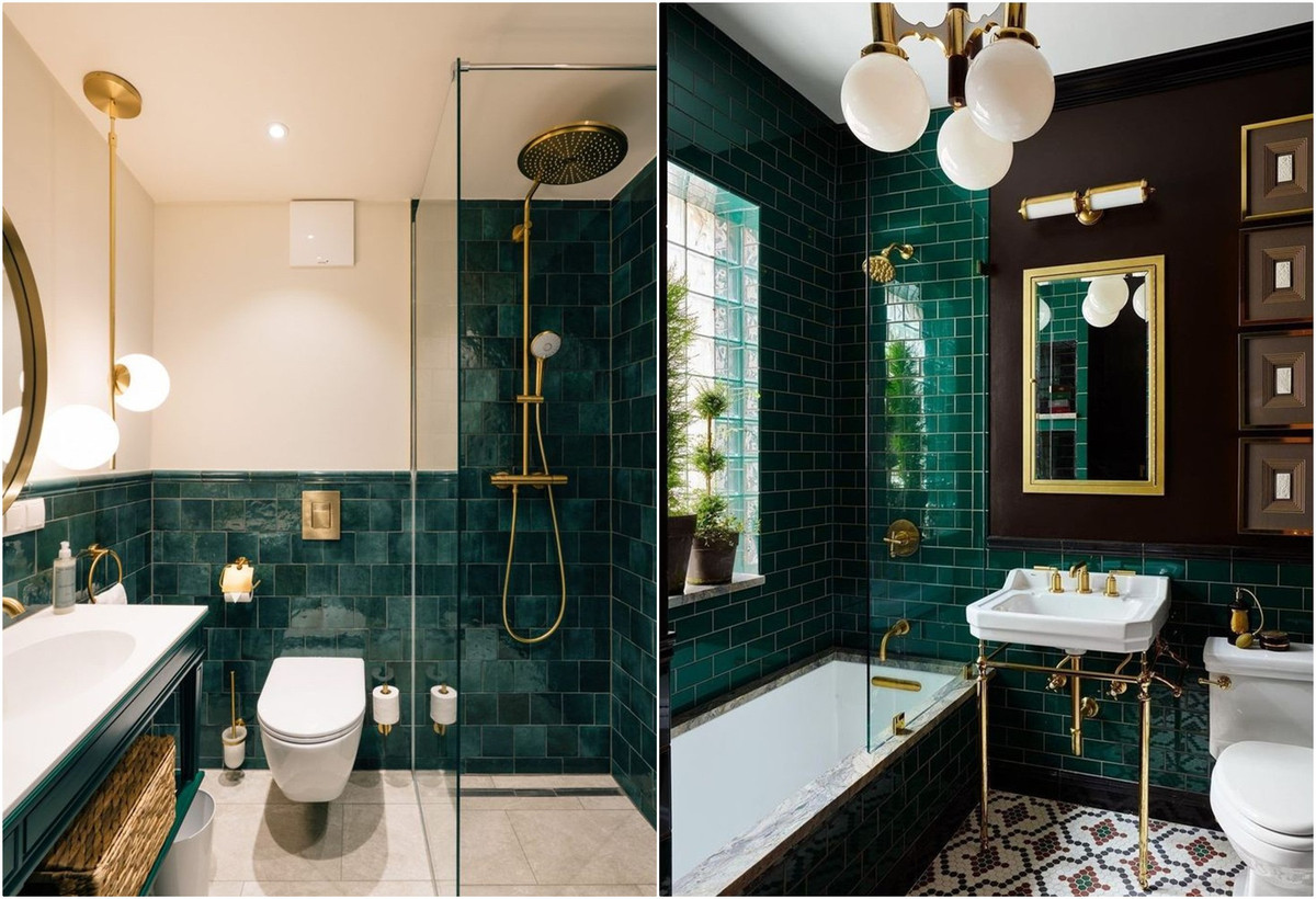 Điều tuyệt vời nhất bạn sẽ phát hiện ra khi lựa chọn gạch lát màu xanh lá cây đó chính là nó có thể sử dụng bên trong các nhà tắm theo những phong cách khác nhau. Sự khác biệt đó được tạo ra từ chính sắc độ đậm nhạt của màu xanh lá.